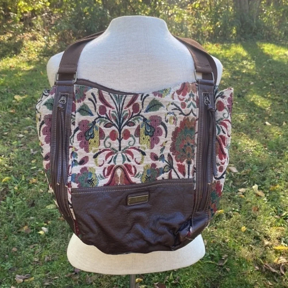 Joe Boxer Purse Floral Pattern Brown Leather medium size